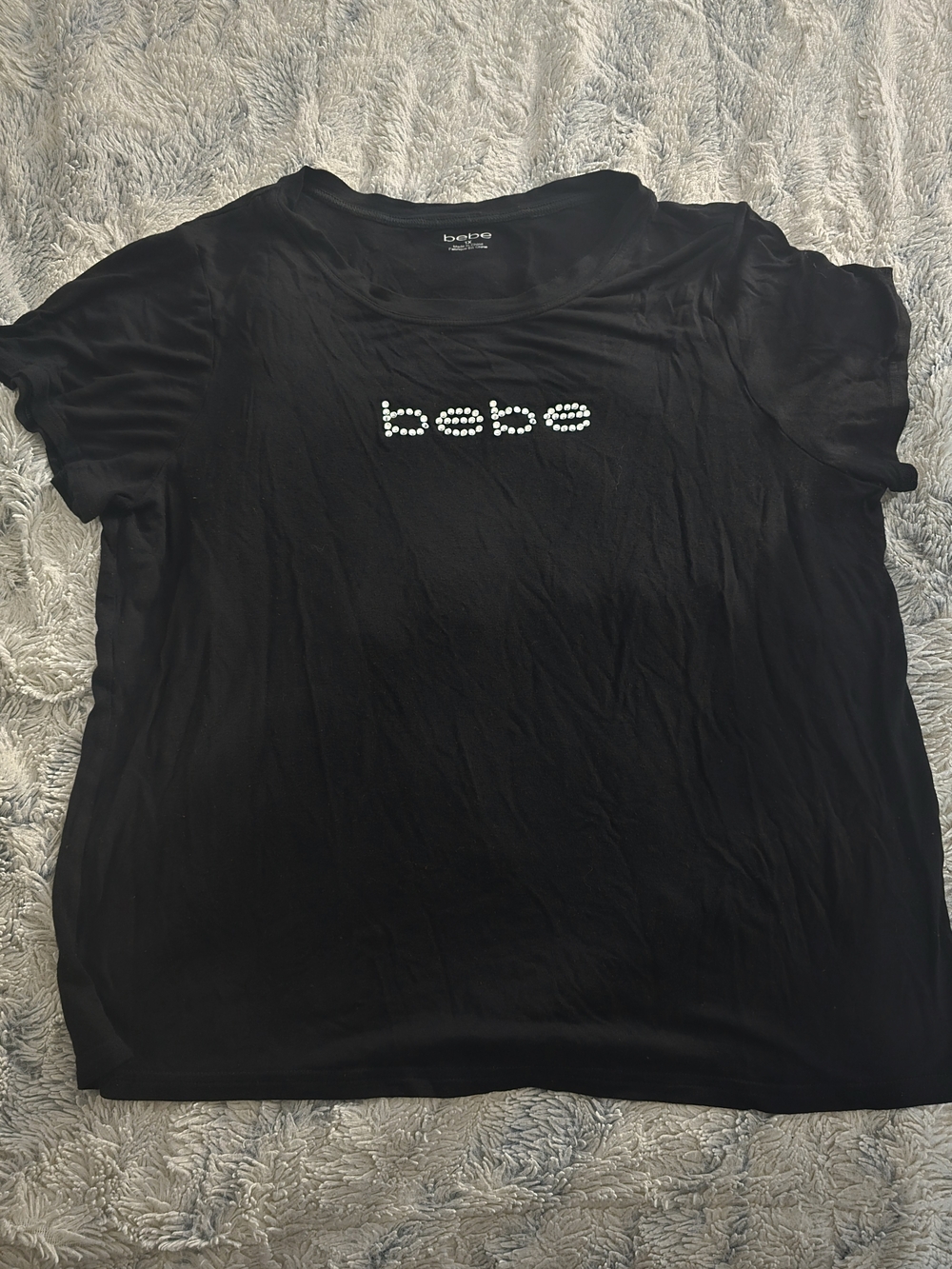 Women's bebe Black Rhinestone Logo Tee - 1x - Picture 2 of 4